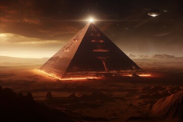 Enigmatic alien stone pyramid. Generate Ai