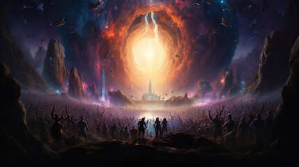 Easter Resurrection: A depiction of the resurrection of Jesus, with vibrant colors and symbolism portraying the ultimate message of redemption and hope celebrated during Easter 