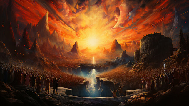 Easter Resurrection: A depiction of the resurrection of Jesus, with vibrant colors and symbolism portraying the ultimate message of redemption and hope celebrated during Easter 