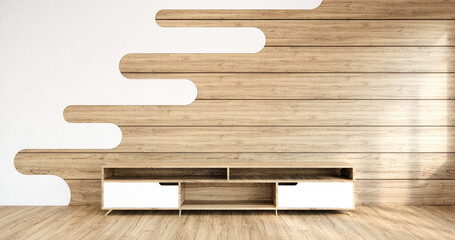 Tv cabinet in modern empty room Japanese - zen style,minimal designs.