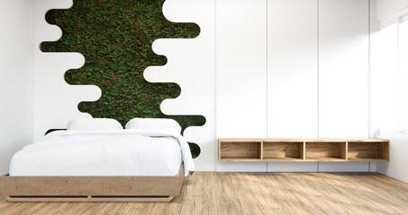 Colorful Living room japanese minimalist room interior, 3D rendering