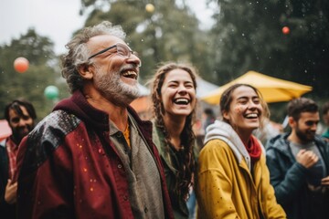 A happy person enjoying street festival