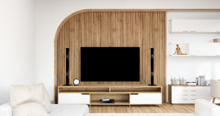 Tv cabinet in modern empty room Japanese - zen style,minimal designs.