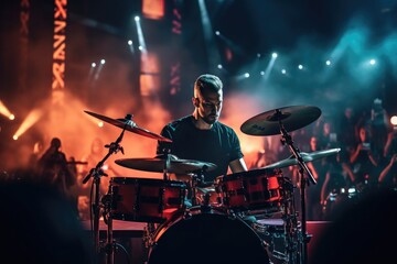 Fototapeta na wymiar Drummer at concert