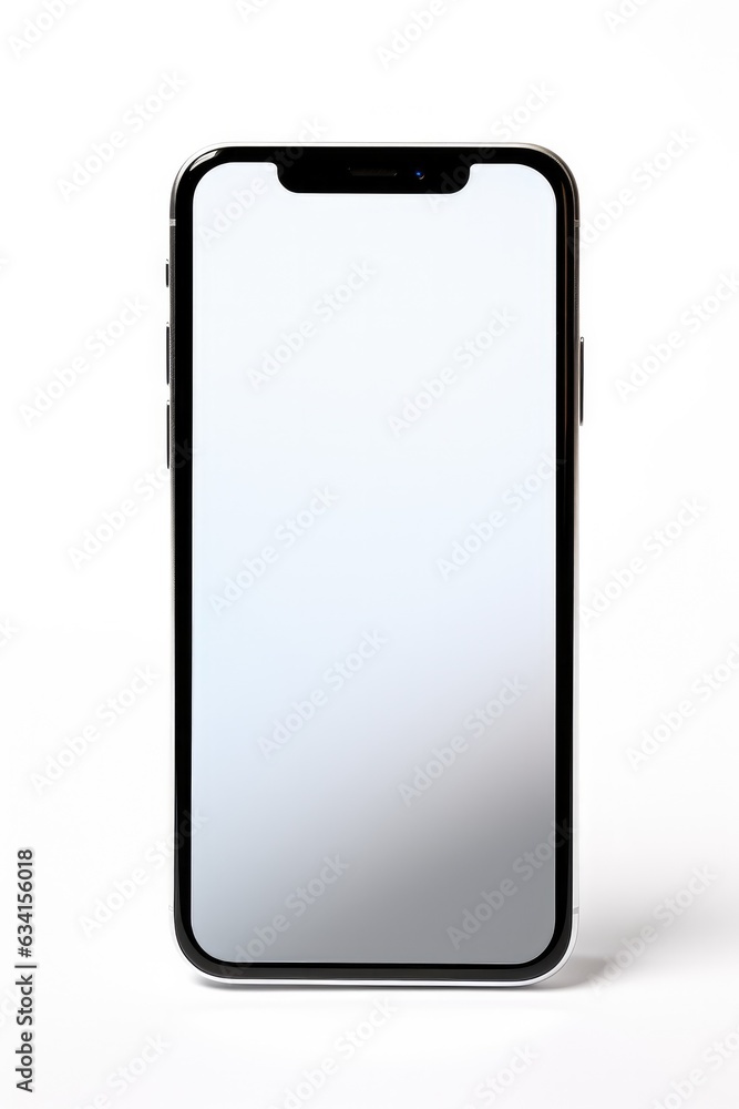 Aufkleber smartphone mockup with blank white screen in realistic, clay, flat vector, line style. mobile phone 