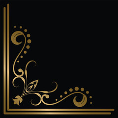 Gold vintage baroque corner ornament retro pattern antique style acanthus. Decorative design element filigree calligraphy. You can use for wedding decoration of greeting card and laser cutting.