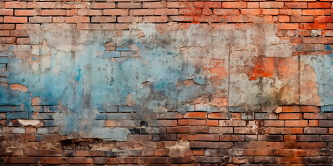 aged brick wall texture, revealing the intricate patterns, cracks, and worn-out characteristics. Generative Ai