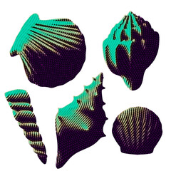 Sea collection. Hand drawn vintage illustration. Hand drawn illustrations of engraved line. Collection of realistic sketches various mollusk sea shells different forms.