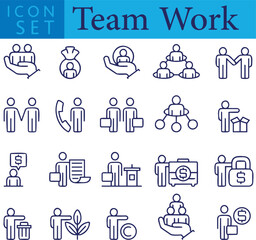 Fototapeta na wymiar Set of Teamwork line icons set. Teamwork outline icons with editable stroke collection. Includes Team, Cooperation, Vision, Motivation, Success, and More. 