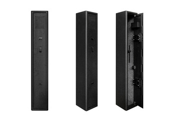 Home safe for storing documents, guns and valuables. Metal gun safe isolate on a white back.