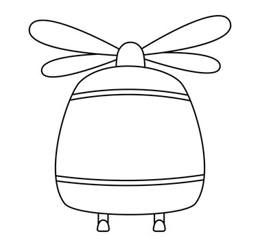 recommend clip art: Vector black and white helicopter front view line icon. Air transport for kids. Funny transportation clip art for children. Cute chopper vehicle coloring page isolated on white background.