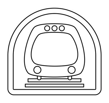 recommend clip art: Vector black and white metro train front view. Funny underground line transportation with wagons for kids. Cute subway vehicle clip art. Public transport icon or coloring page .