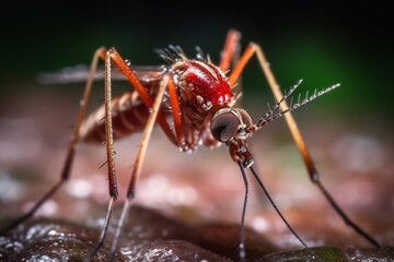 mosquito sucking blood on the human body, close-up