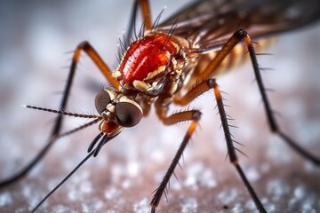 Macro shot of a mosquito on the ground in the nature.