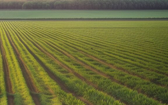 agriculture image with green plantation in field