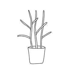 Easter tree in pot doodle spring cute design element. Spring easter traditional egg coloring page design