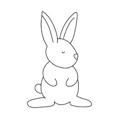 Easter bunny doodle spring cute design element. Spring easter traditional egg coloring page design