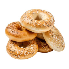 Bagels with sesame seeds isolated on transparent background