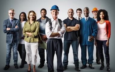 Obraz premium Group of diverse occupation people, Generative AI