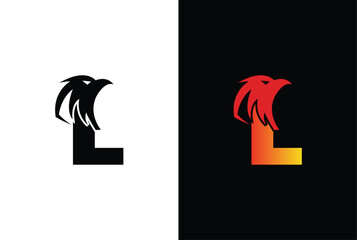 Initial L Letter Eagle Logo Icon with Creative Eagle Head Vector. L Letter Eagle Logo Illustration Design.