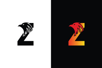 Initial Z Letter Eagle Logo Icon with Creative Eagle Head Vector. Z Letter Eagle Logo Illustration Design.