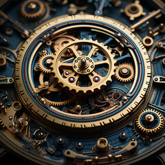 Image of a Steampunk themed setting with highly detailed gears, cogs and metal elements