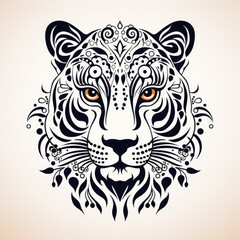 Obraz premium Black Line Drawing Of Leopard