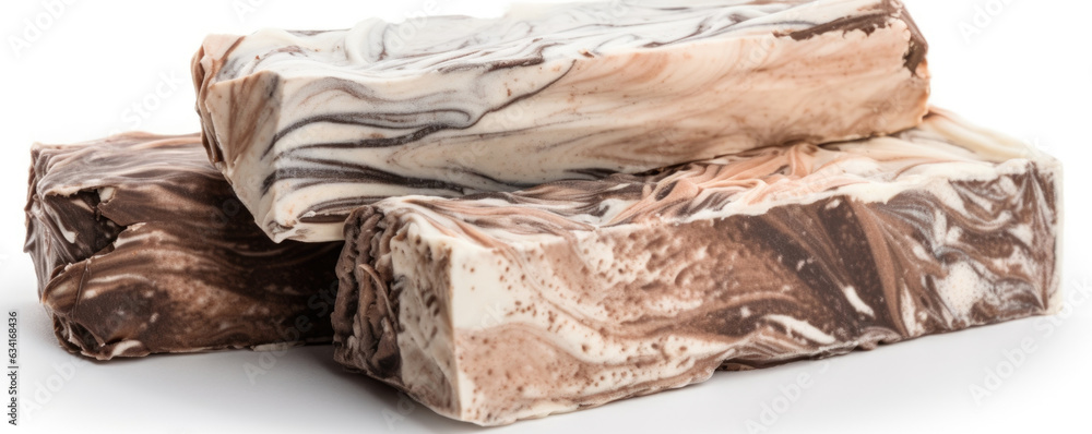 Poster soft and fluffy bars dipped in a thin layer of chocolate