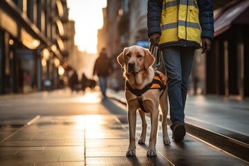Heartwarming moment between a guide dog and a blind person