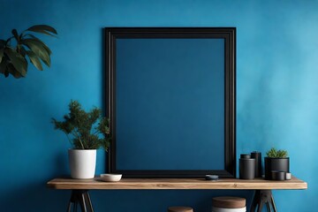 frame on desk and wall frame mockup