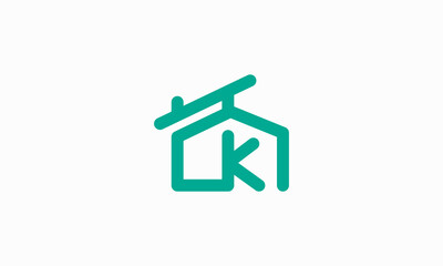 Letter CK House logo design. simple and modern letter CK with house icon.