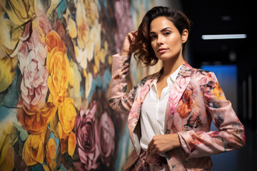 Hispanic female art curator in a museum