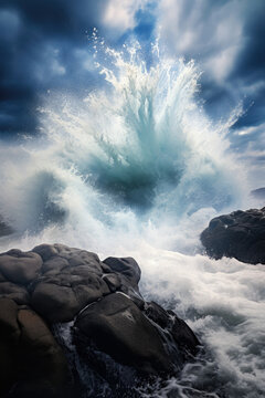 High waves over the sea