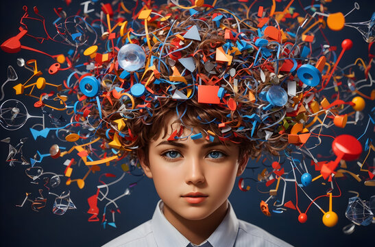 Visualizing ADHD Complexity A Dynamic Depiction of Focus, Distraction, and Brain Functioning, Reflecting the Multifaceted Nature of the Cognitive Condition