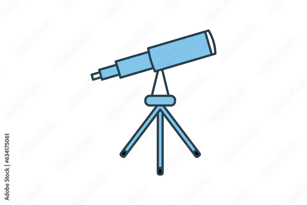 Poster telescope icon. icon related to space exploration. flat line icon style. simple vector design editab