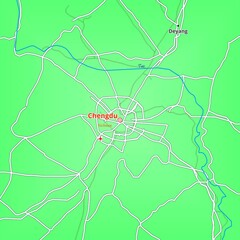 Map of Chengdu City in China