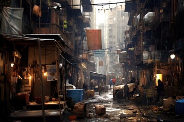 Techno Dystopian City Slums