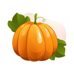 Pumpkin and gourd vegetable cartoon illustration with green leaves isolated vector symbols