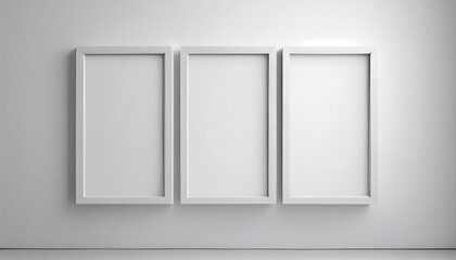 three white frames on a white wall