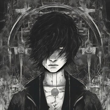 A person with heavy dipression and deep dark image