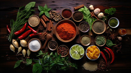 Ingredient for cooking on wooden background