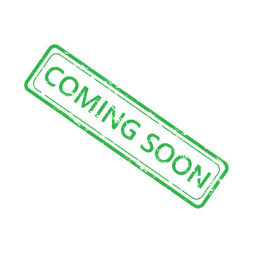 Cooming soon rubber stamp. Vector of label announcement