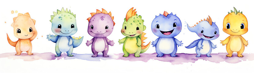 A group of cute cartoon animals standing together