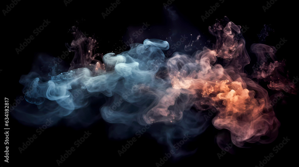 Poster deep space, smoke, stars and galaxies. on a dark background.. generative ai technology.