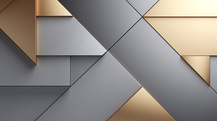 Abstract grey and golden angles and lines. AI generation