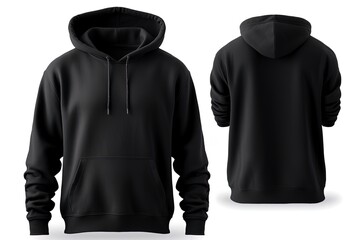 Blank black male hoodie sweatshirt long sleeve template. Mockup. Generative AI - obrazy, fototapety, plakaty