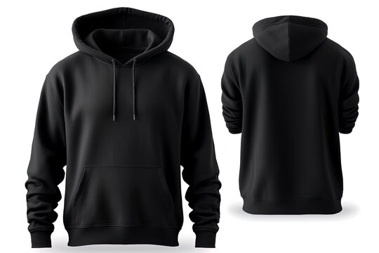 Blank black male hoodie sweatshirt long sleeve template. Mockup. Generative AI
