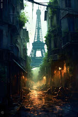 Paris Eiffel Tower overgrown