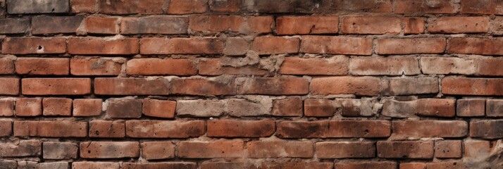 Old red brick wall for background. Detail of vintage brick wall texture.