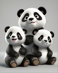 panda bear with bamboo